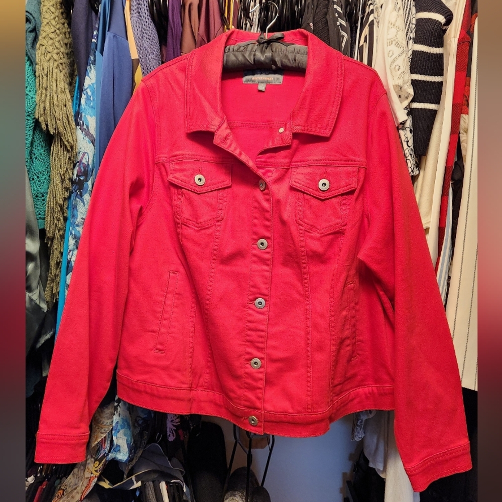 Torrid Vibrant Red Denim Jean Jacket Size 3